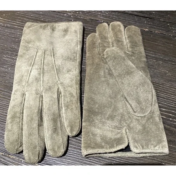 Isotoner Women's Suede Lined Driving Leather‎ Gloves Olive Green SZ XL - Picture 2 of 4